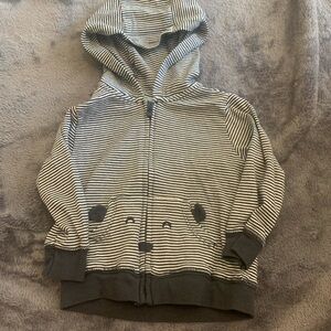 Carter's Black and White Striped Hoodie with Bear Face